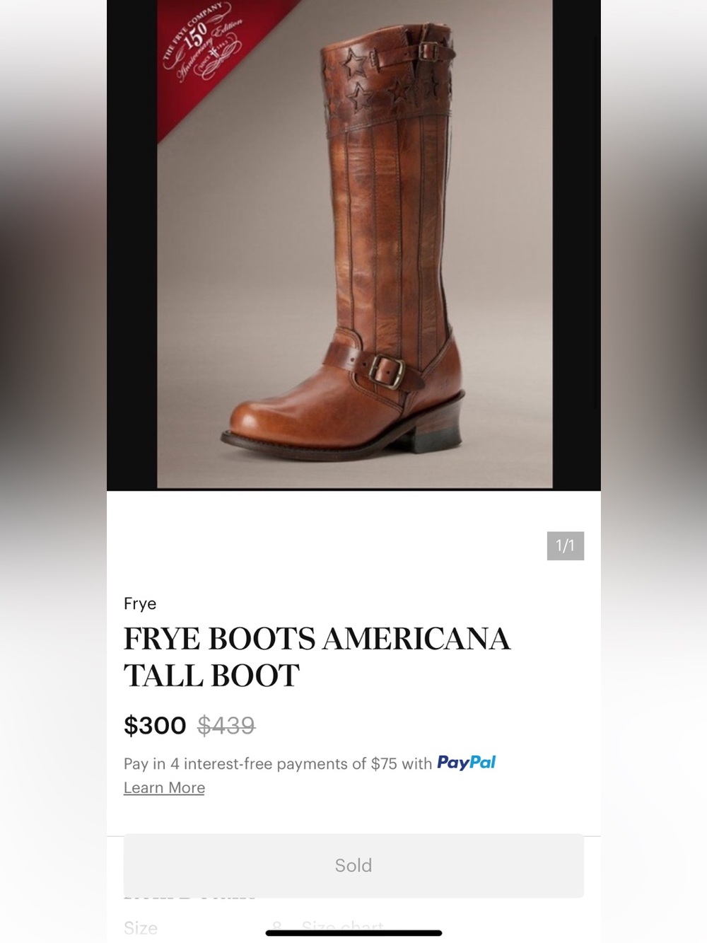 RARE Frye Engineer Americana Ltd Ed Anniversary Leather Tall Boots Women 7.5 Tan - Picture 16 of 16